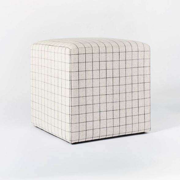 Lynwood Square Upholstered Cube Windowpane Plaid - Threshold&#8482; designed with Studio McGee | Target