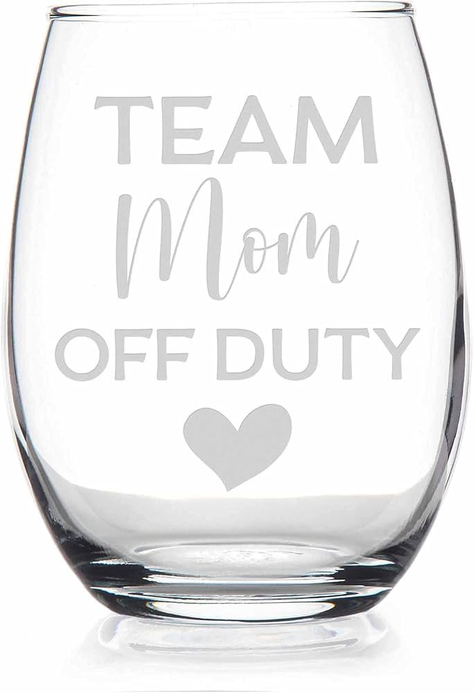Team Mom Off Duty Stemless Wine Glass - Cheerleading Coach, Coach Gift, High School Coach, End Of... | Amazon (US)