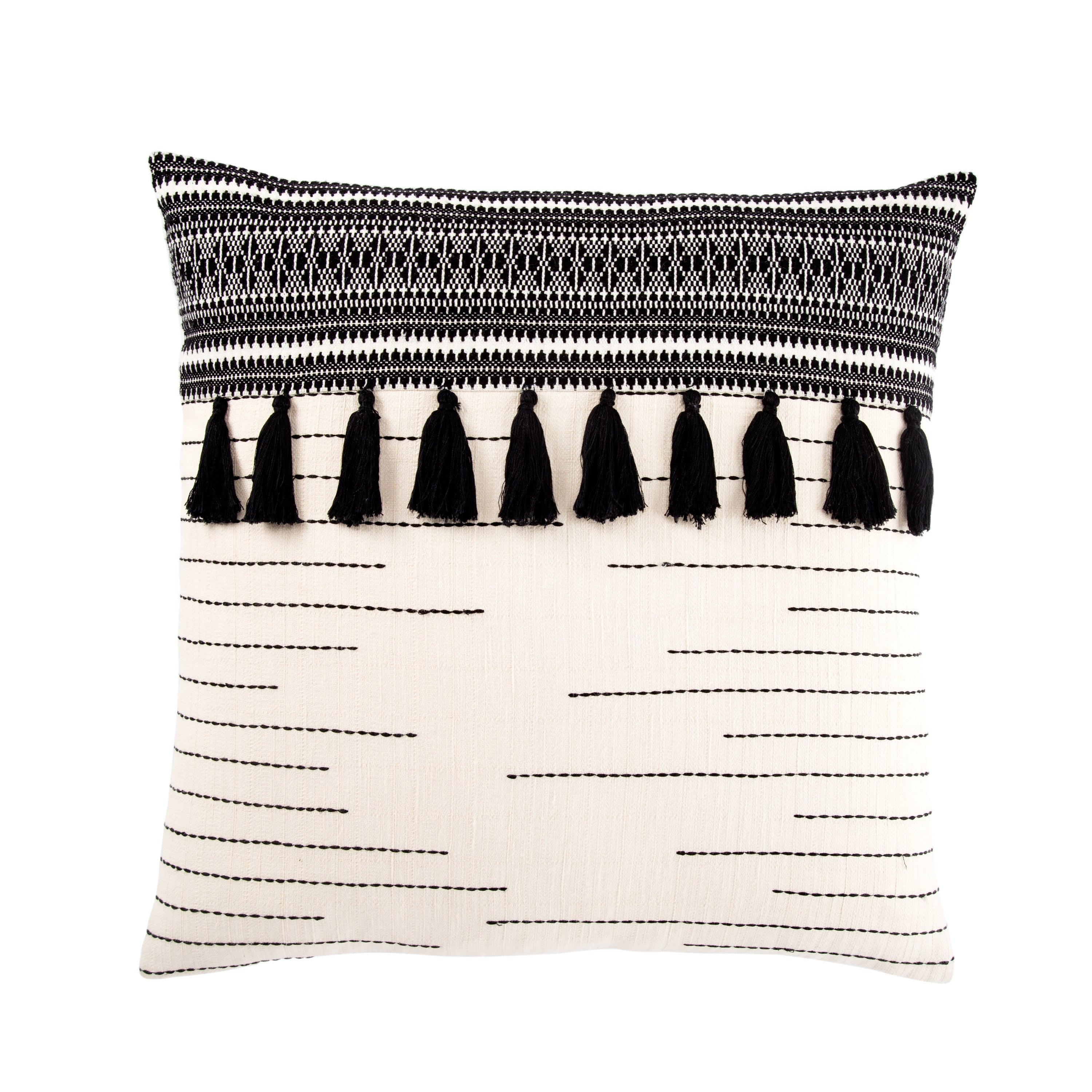 Palace Tribal Black & Ivory Throw Pillow | Burke Decor