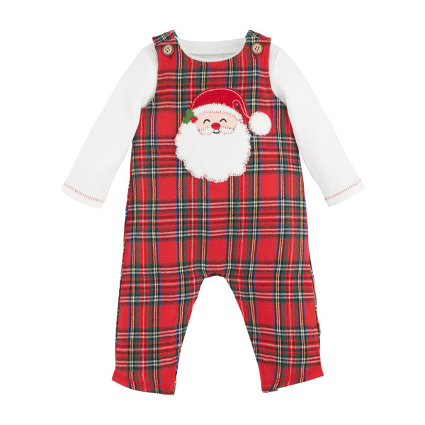 Santa tartan baby longall set | Mud Pie