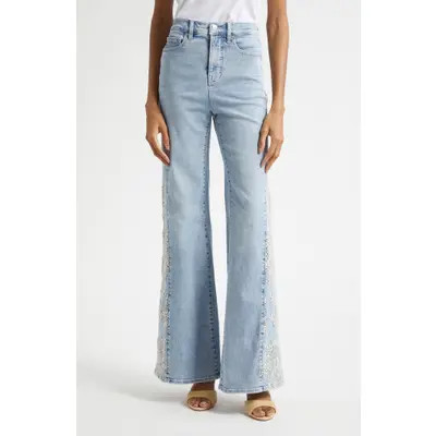 Veronica Beard Joplin High Rise Wide Flare Leg Jeans in Silverwood Moon at Nordstrom, Size 26 | Nordstrom