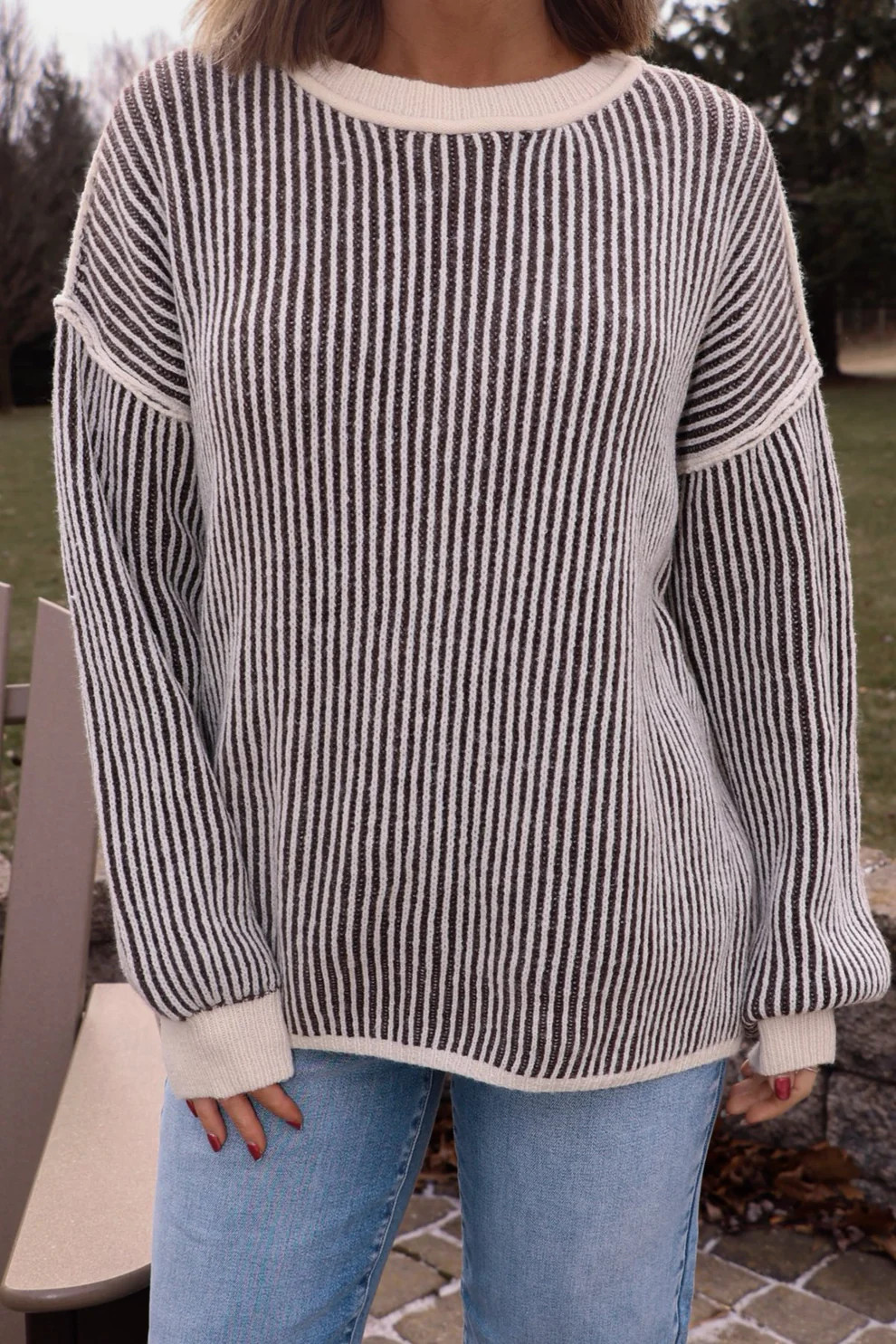 Black Striped Seam Detail Sweater-FINAL SALE | Magnolia Boutique