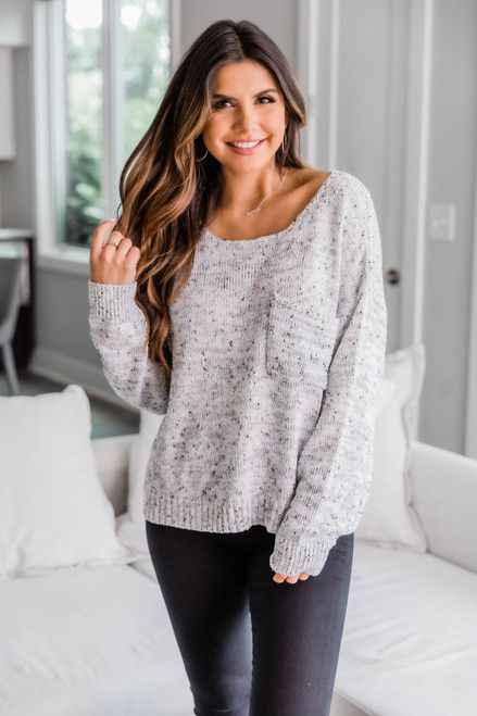 Unpredictable Personality Sweater Grey/White | The Pink Lily Boutique