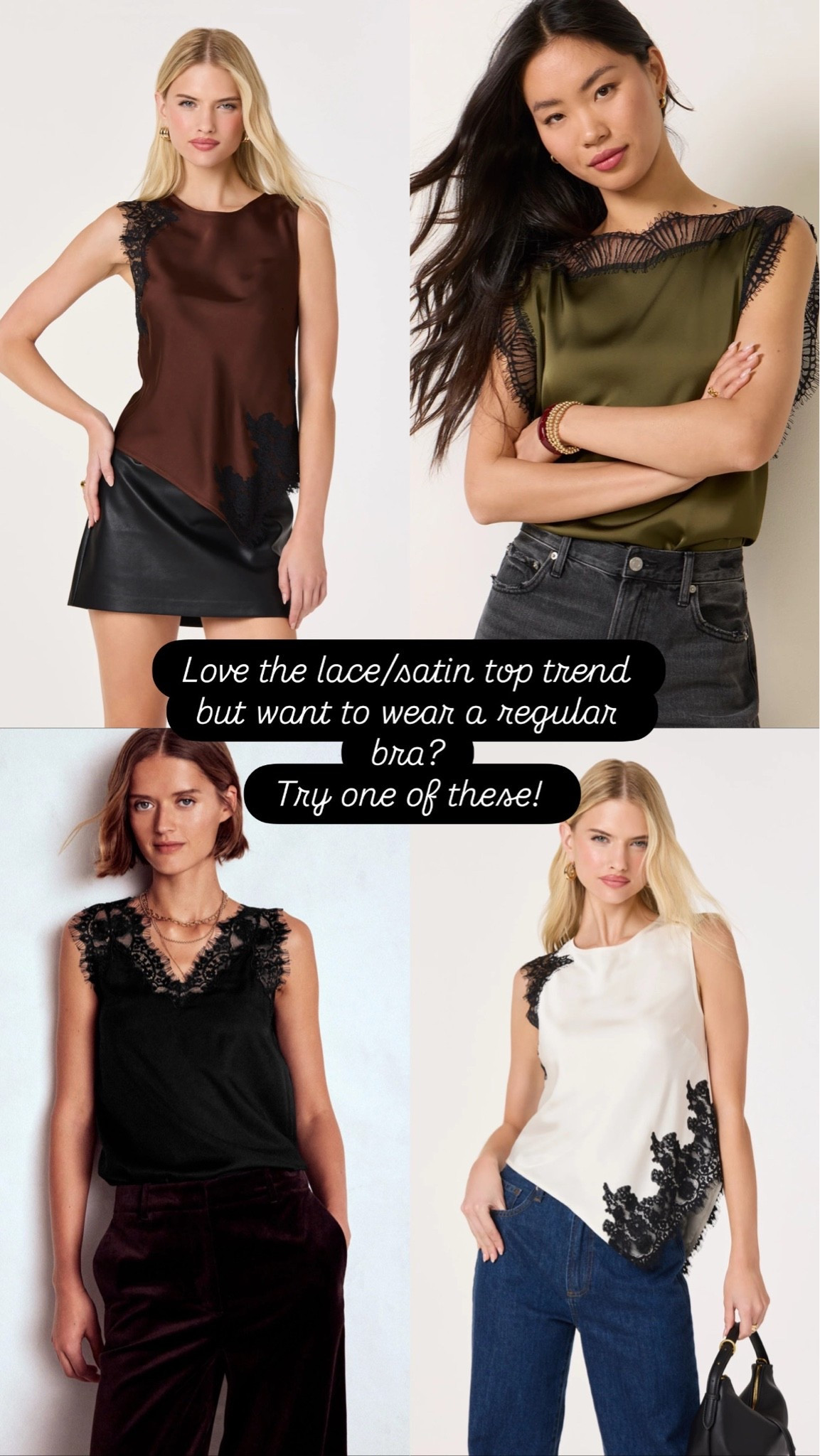 Lace/satin tops for early fall.

#LTKmomlife #LTKSeasonal