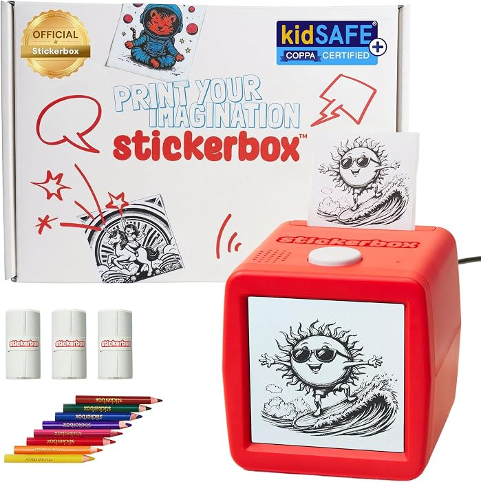 Stickerbox AI Voice-Powered Mini Sticker Maker for Kids - Portable Thermal Inkless Printer with 3... | Amazon (US)