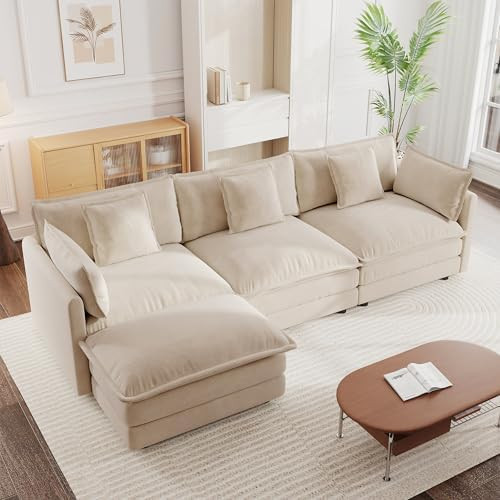 Amazon.com: mikibama Modular Sectional Sofa, 111.5 Inch L Shaped Couch Set for Living Room, 3-Sea... | Amazon (US)