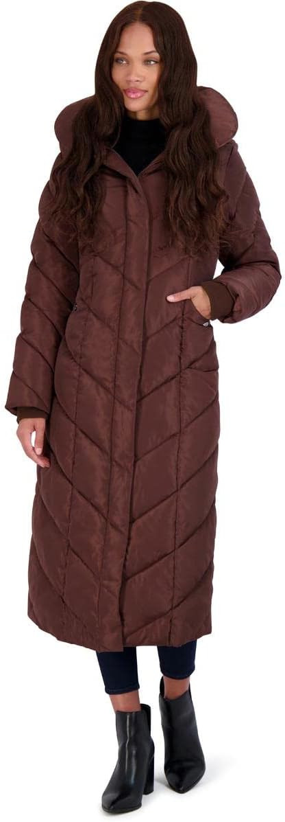 Steve Madden Women's Long Chevron Maxi Puffer Coat | Amazon (US)