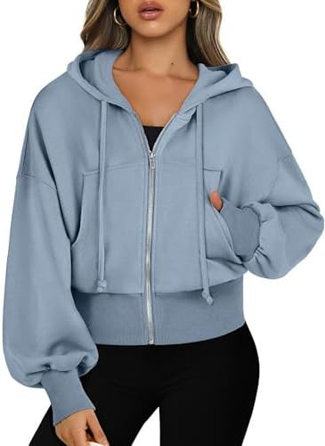 ANRABESS Womens Zip Up Hoodies Cropped Sweatshirts Casual Comfy Cute Zip Jackets Fashion Trendy F... | Amazon (US)