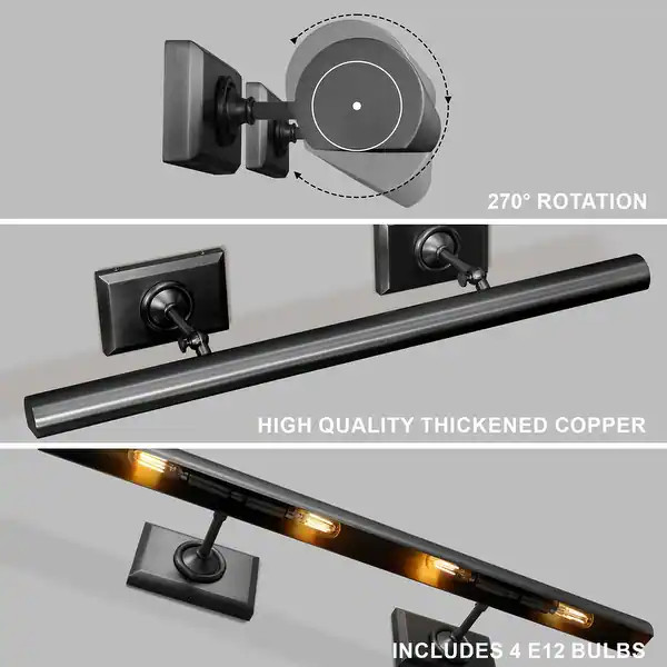 KAYLA Adjustable Gold/Black Picture Wall light - 1-Light, Multiple Sizes (8-30 in.) - 30in. - Bla... | Bed Bath & Beyond