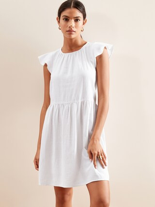 Flutter-Sleeve Linen Shift Dress | Banana Republic Factory