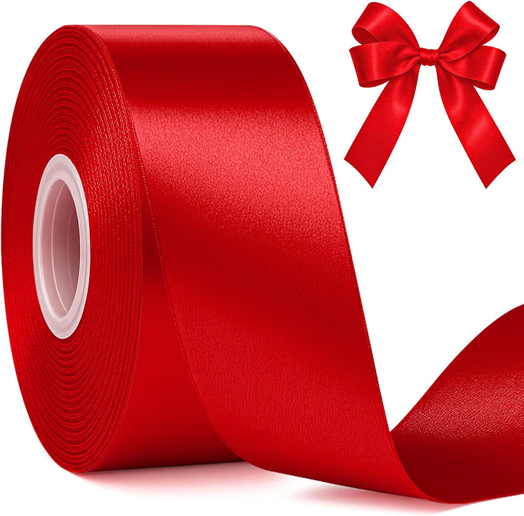 Fullive Red Ribbon 1 1/2 Inch, 30 Yards Red Ribbon for Gift Wrapping, Polyester Satin Christmas R... | Amazon (US)