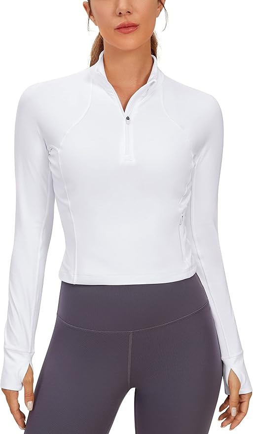 CRZ YOGA Women's Butterluxe Long Sleeve Workout Shirts Half Zip Pullover Sweatshirt Athletic Crop... | Amazon (US)