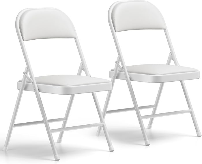 Folding Chairs 2 Pack, PU Leather Padded Folding Chairs for Outside and Indoor, Heavy Duty Portab... | Amazon (US)