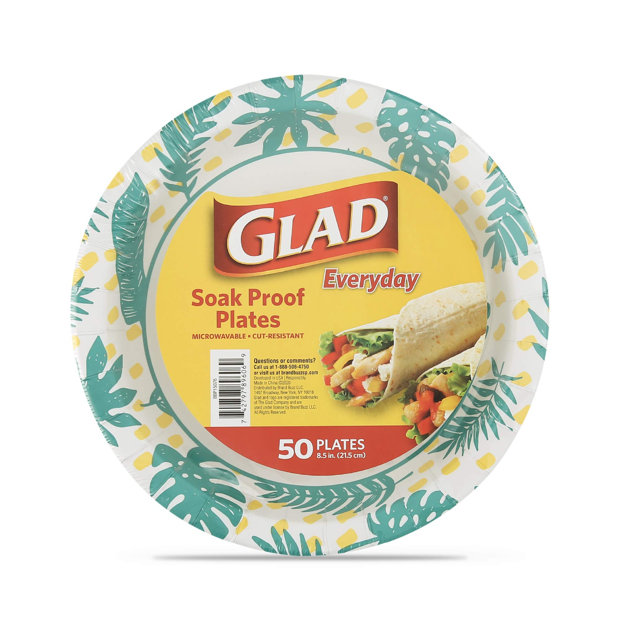 Glad Disposable Paper Plates With Palm Leaves Design, 8.5 Inch Round for Everyday Use | Cut Proof... | Amazon (US)