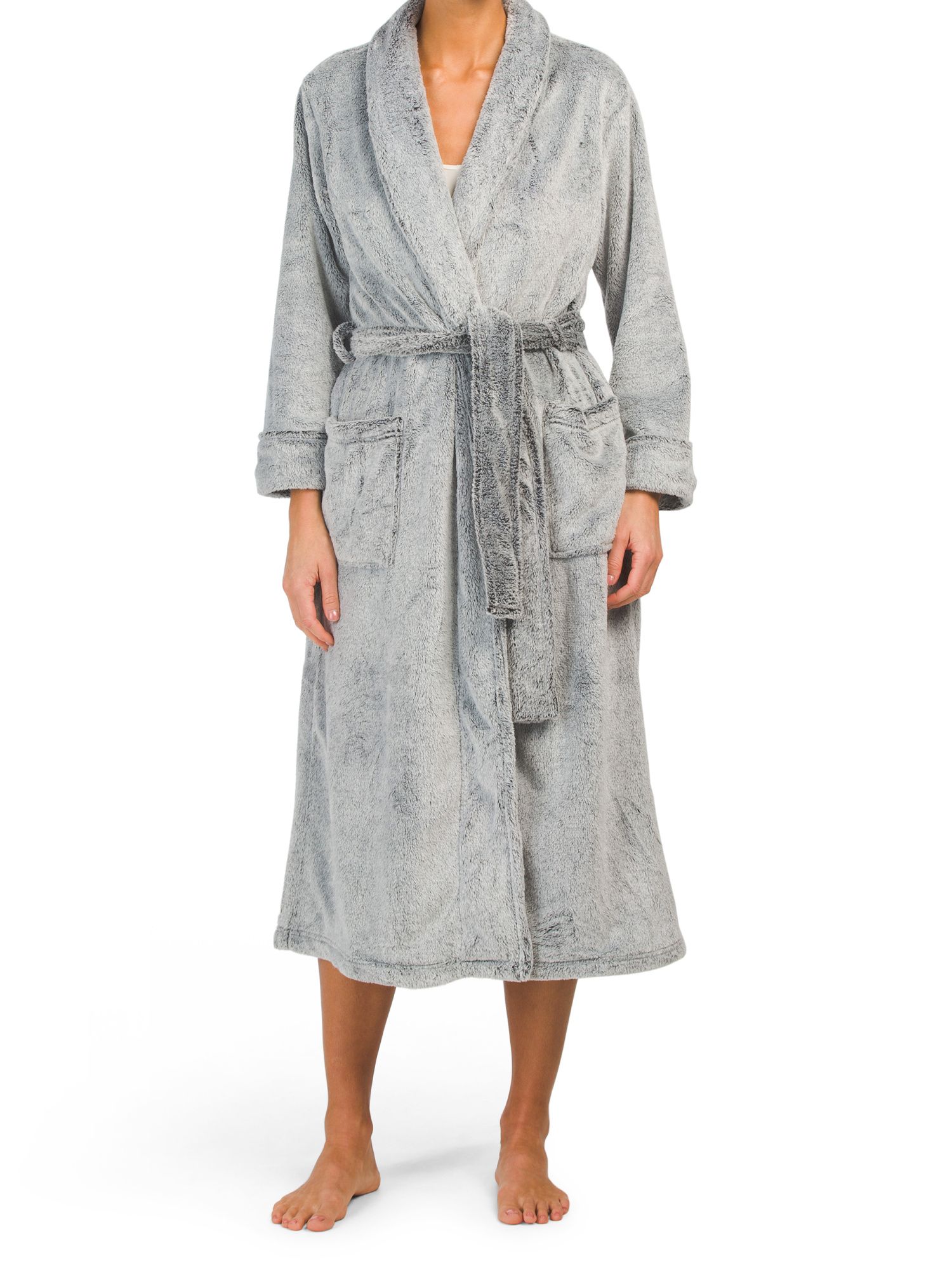 Frosted  Fleece Robe With Waistband | TJ Maxx