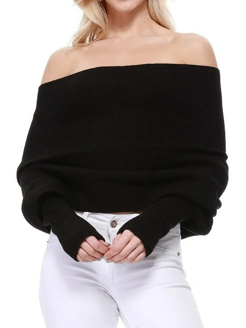 Women's Sexy Off the Shoulder Shawl with Sleeve Scarf Wrap Bolero Sweater Top | Walmart (US)