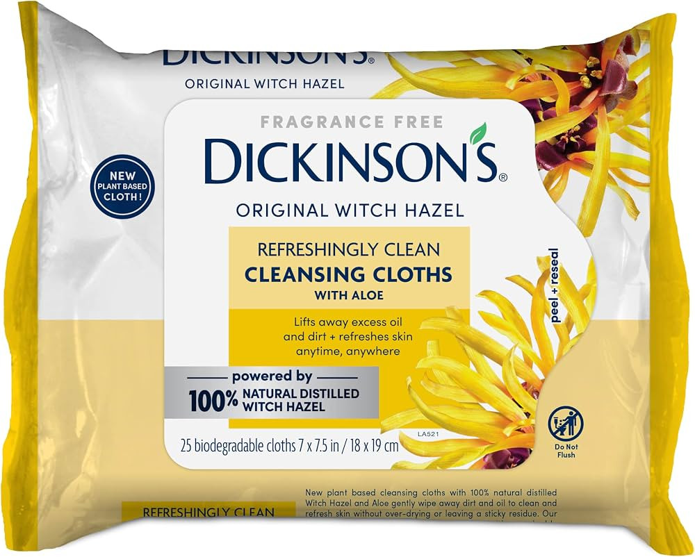 Dickinson's Original Refreshingly Clean Daily Cleansing Cloths, Witch Hazel and Aloe, 25 Count | Amazon (US)