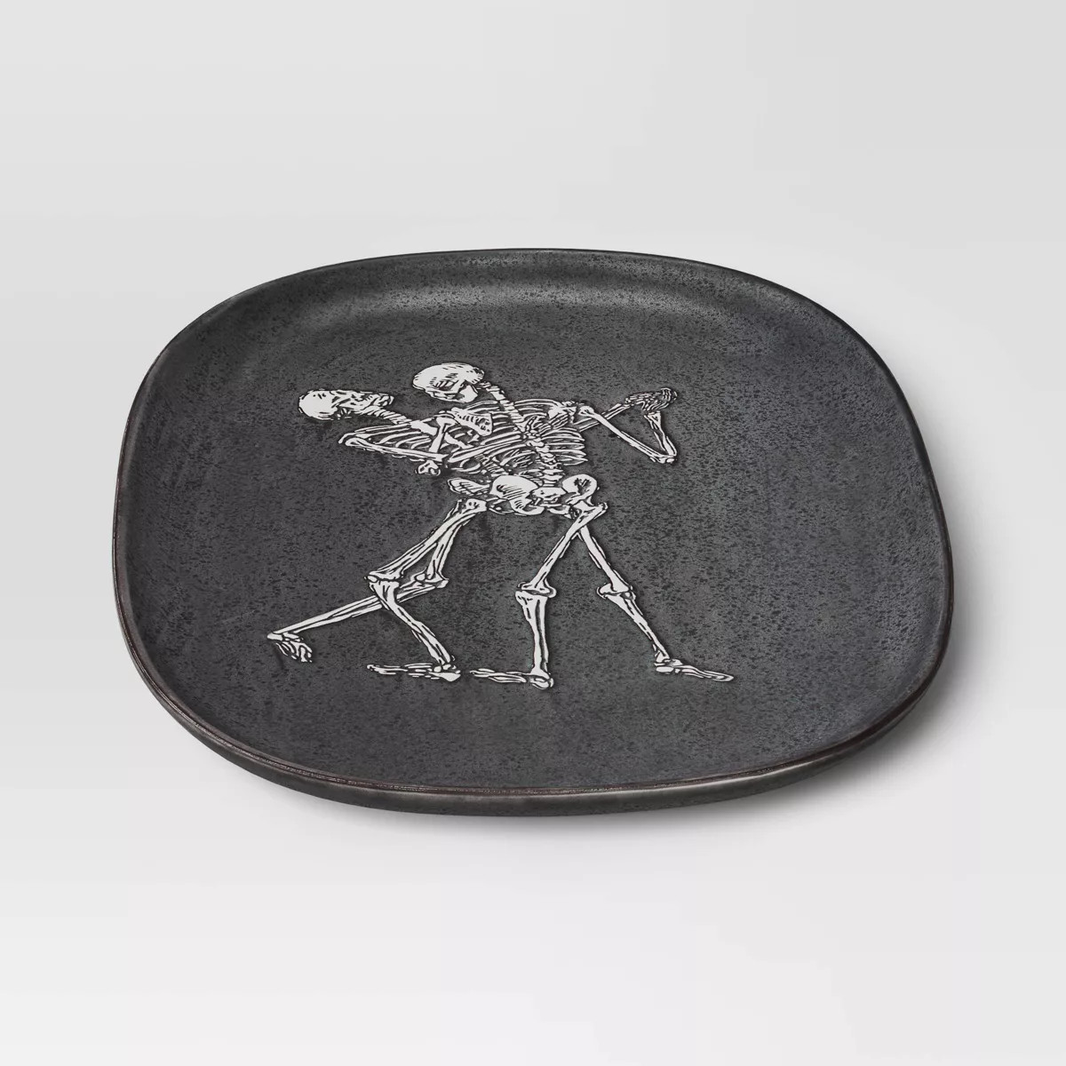 10.37"x15.12" Halloween Skeleton Stonware Serving Platter Black - Threshold™ | Target