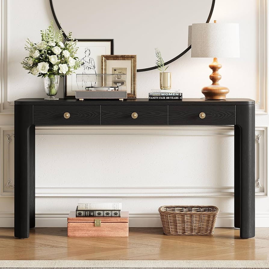 52" Rustic Console Table with Curved Corners, Entryway Console Table with Storage, Hallway Consol... | Amazon (US)