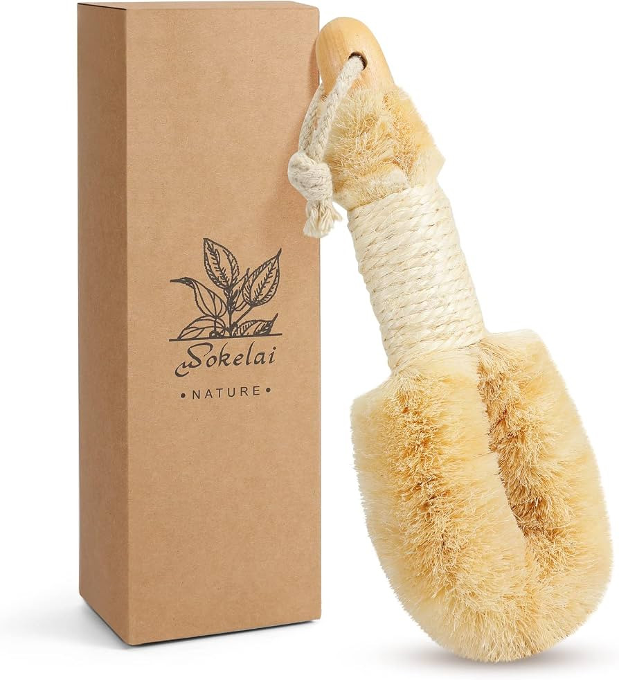 Dry Brushing Body Brush for Skin - Exfoliating Body Scrubber Brushes Natural Sisal Bristle for Ly... | Amazon (US)