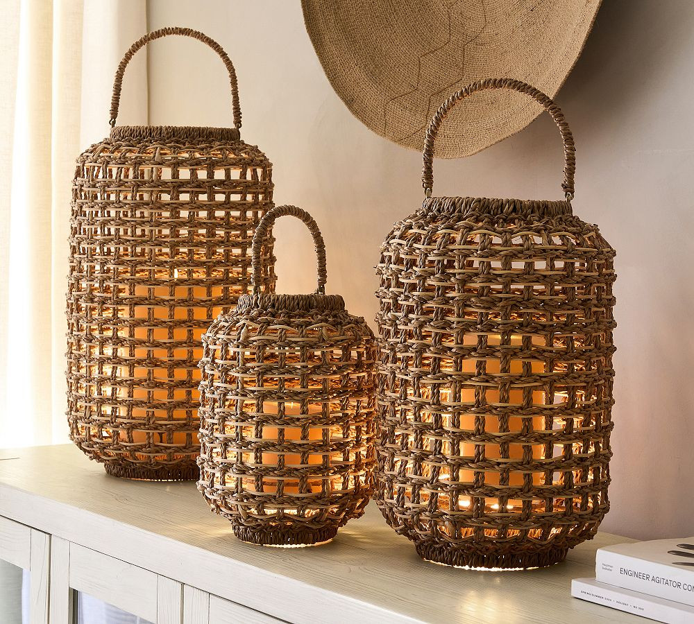 Conrad Woven Lantern - Natural | Pottery Barn (US)