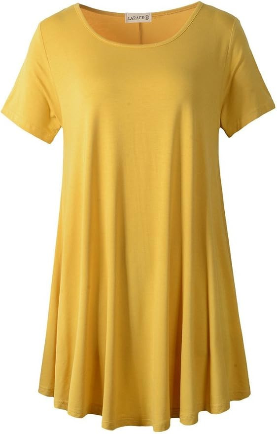 LARACE Women Short Sleeves Flare Tunic Tops for Leggings Flowy Shirt | Amazon (US)