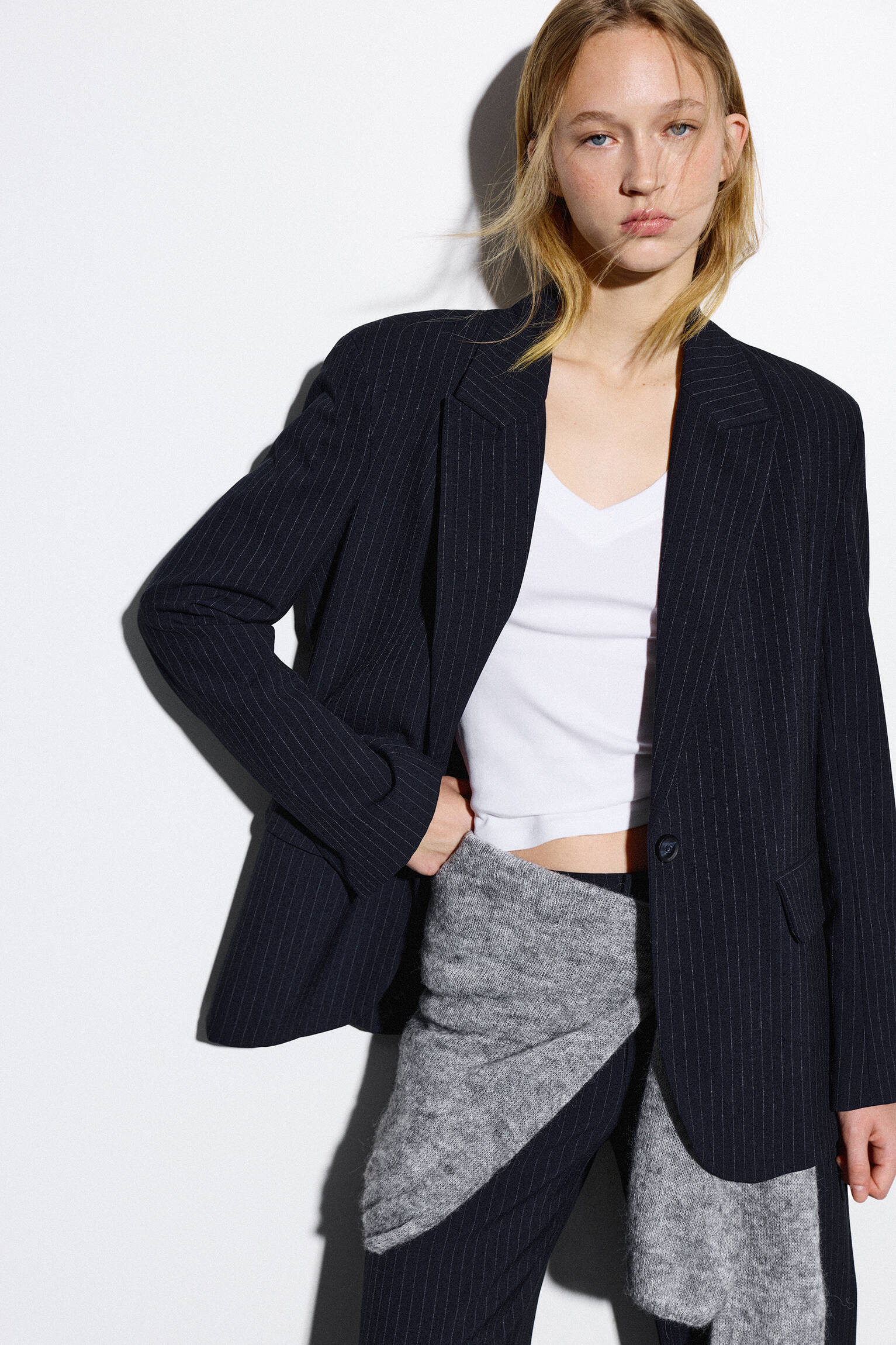 Blazer croisé à rayures tennis - pull&bear | PULL and BEAR FR