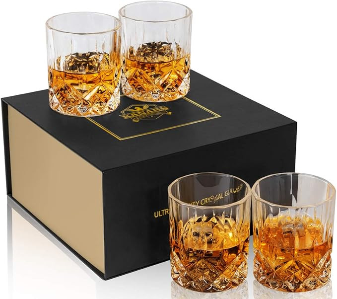 KANARS Double Old Fashioned Whiskey Glasses With Luxury Gift Box - Rocks Barware For Scotch, Bour... | Amazon (US)