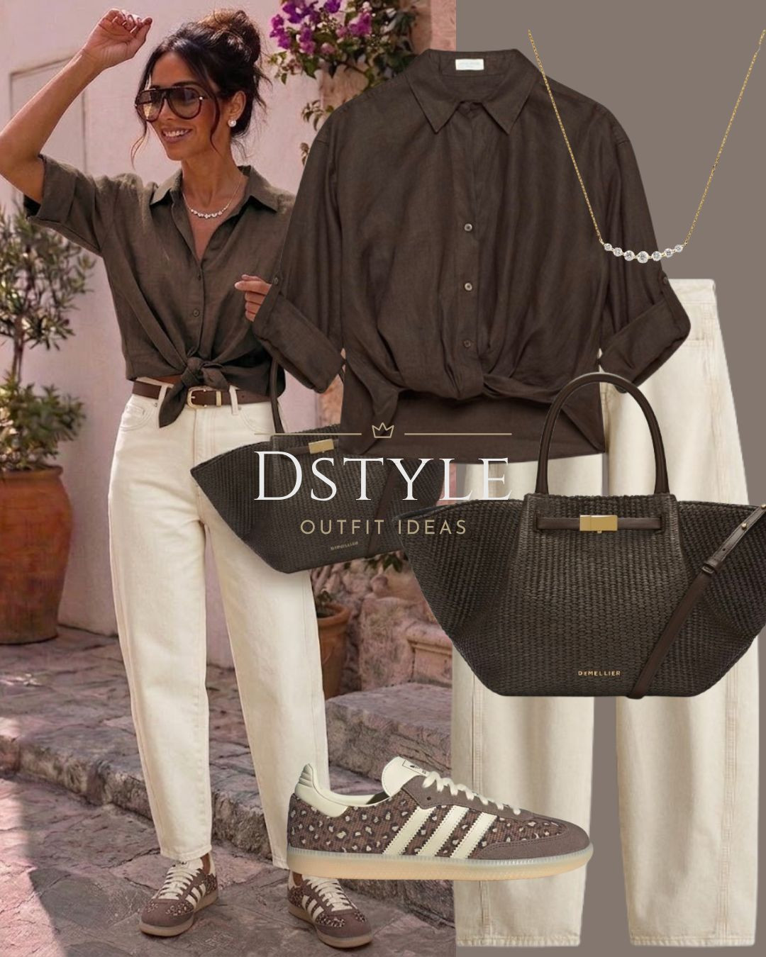 Obsessed with how these brown leopard print Adidas sneakers tie an entire look together 🤎 Pairing them with a lightweight mocha brown linen button-down and off-white denim for the ultimate neutral aesthetic. Finished with a DeMellier woven bucket bag for a touch of quiet luxury.

#LTKootd #LTKTravel
