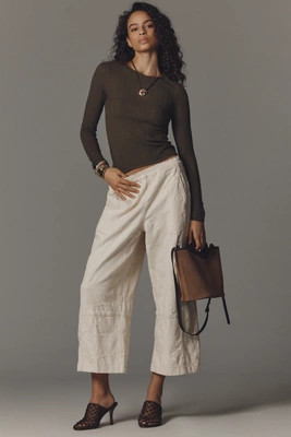 The Izzie Relaxed Pull-On Barrel Pants by Pilcro: Jacquard Edition | Anthropologie (US)