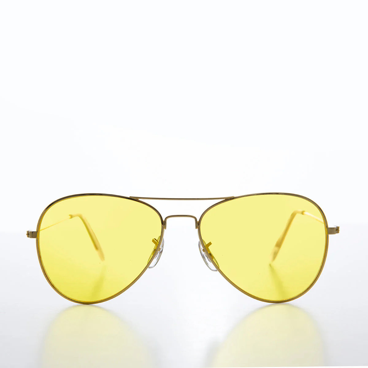 Classic Yellow Lens Pilot Sunglasses - Buck Gold | Casual Chic Boutique