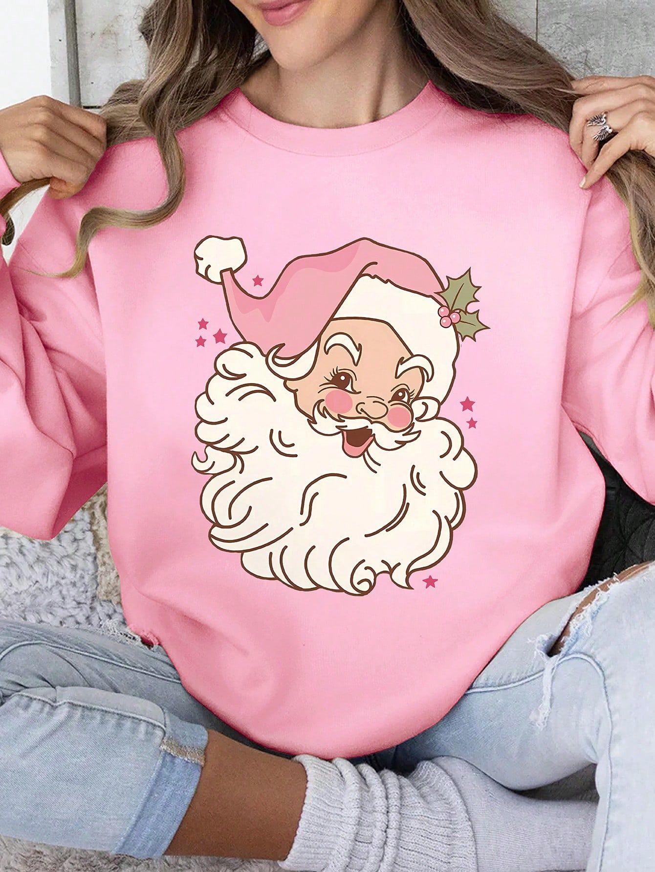 Christmas Print Drop Shoulder Sweatshirt | SHEIN