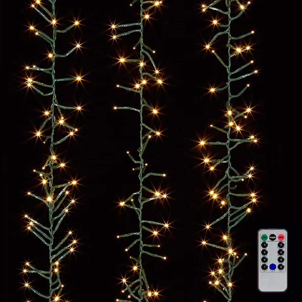 Raz Imports, G3937045, 15 Feet, Cluster Garland Green Wire with 120 White Light with Remote | Amazon (US)