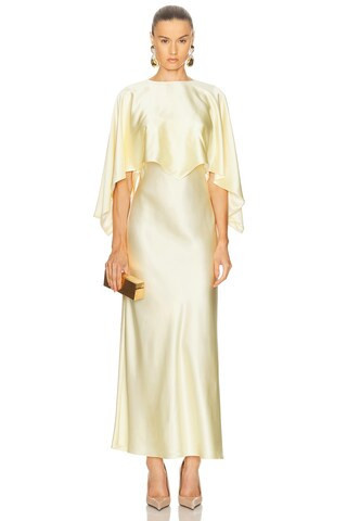 Adam Lippes Larys Dress With Detachable Capelet in Cream | FWRD 