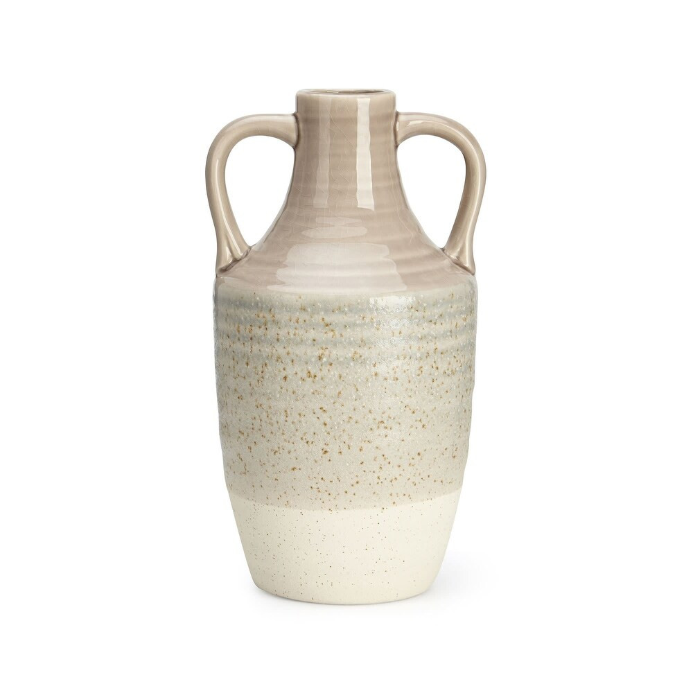 IMAX Home Z10082 Nicole 11" Tall Ceramic Vase with Stone Visual - Brown (Brown) | Bed Bath & Beyond