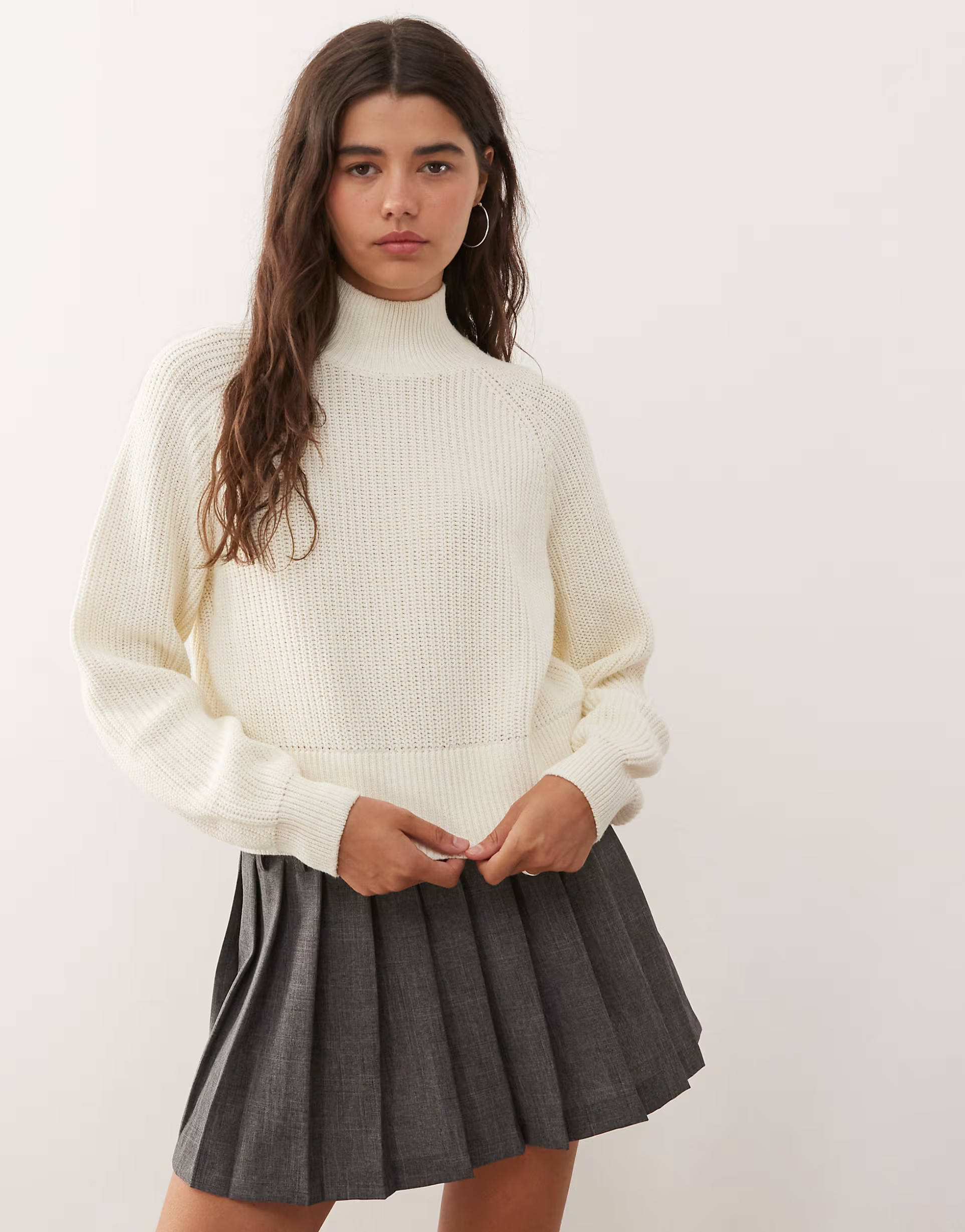 Noisy May high neck knit jumper in cream | ASOS | ASOS (Global)