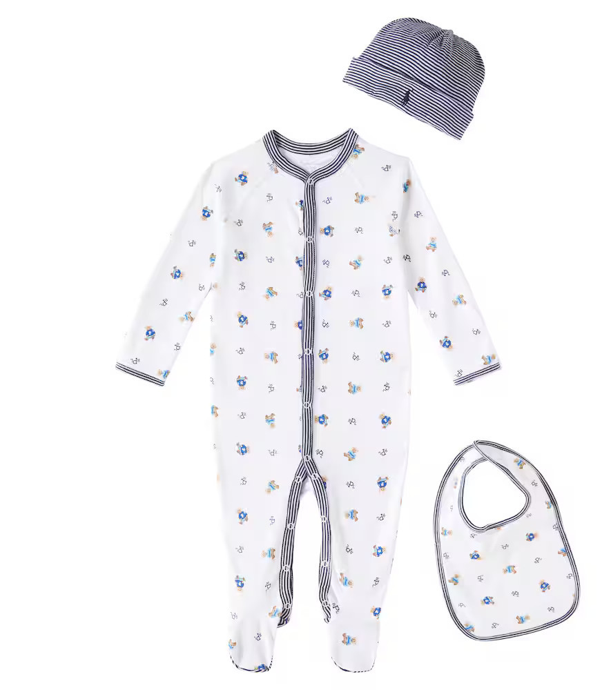 Polo Ralph Lauren Kids Baby cotton onesie, bib, and beanie set | Mytheresa (US/CA)