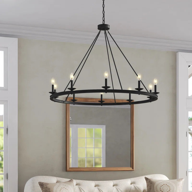 Poynor Candle Style Wagon Wheel Chandelier | Wayfair North America