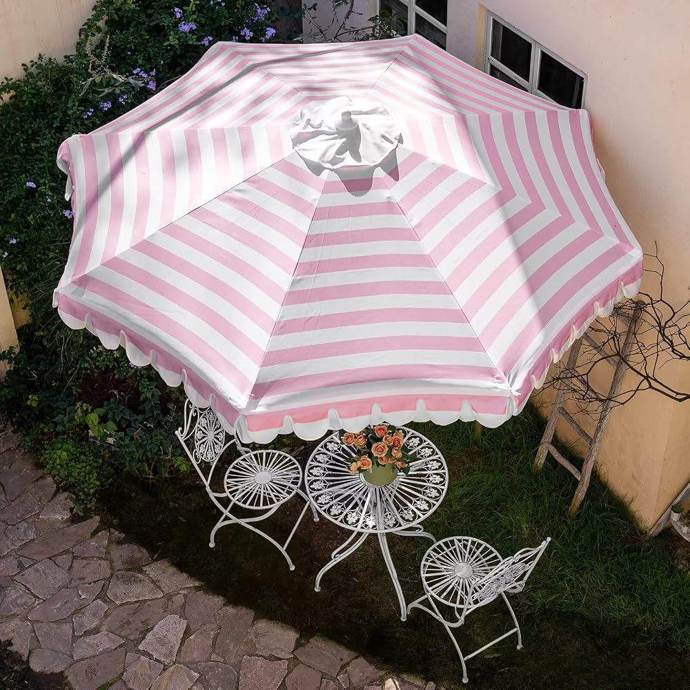 9Ft Elegant Valance Patio Umbrella, Outdoor Umbrellas for Patio with Auto-Tilt and Crank Systerm,... | Amazon (US)