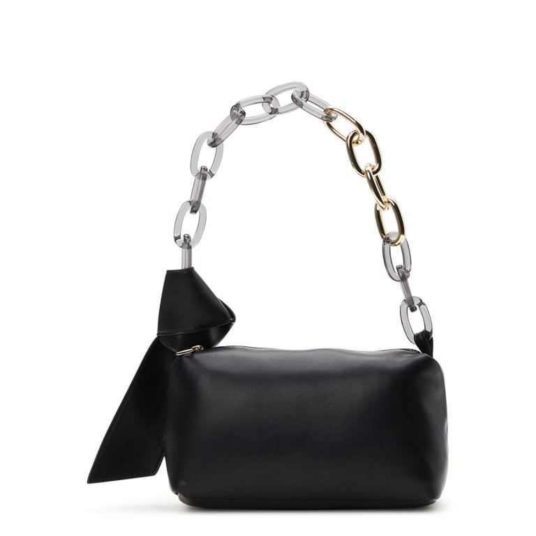 No Boundaries Women's Shoulder Handbag with Chain Strap, Black | Walmart (US)