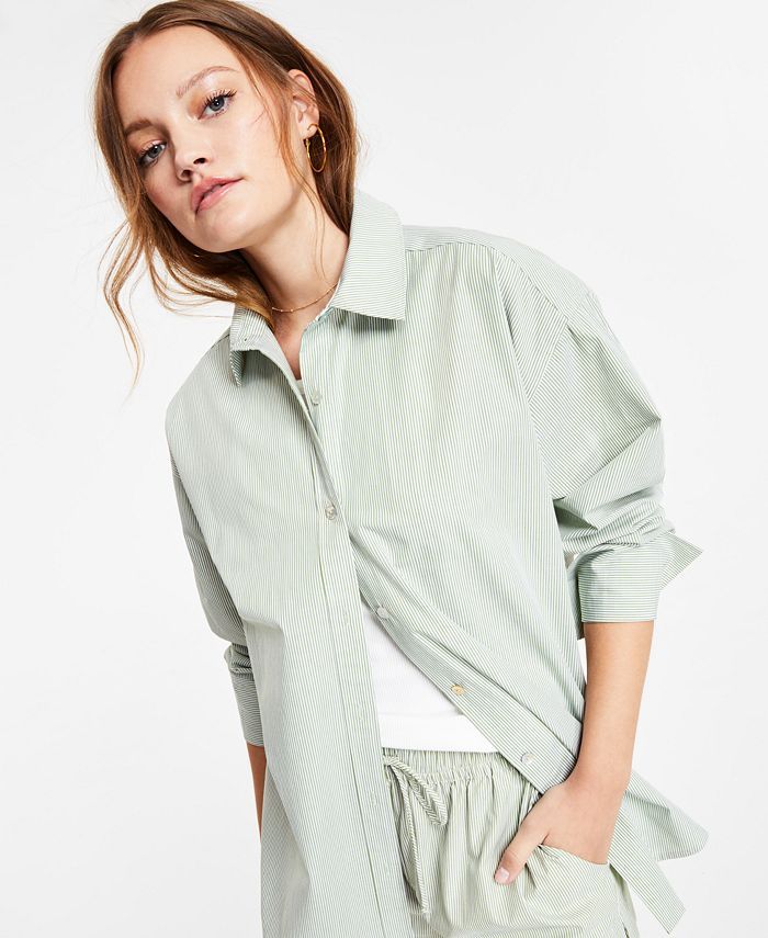 NIA Pinstripe Leon Button Down Shirt & Reviews - Tops - Women - Macy's | Macys (US)