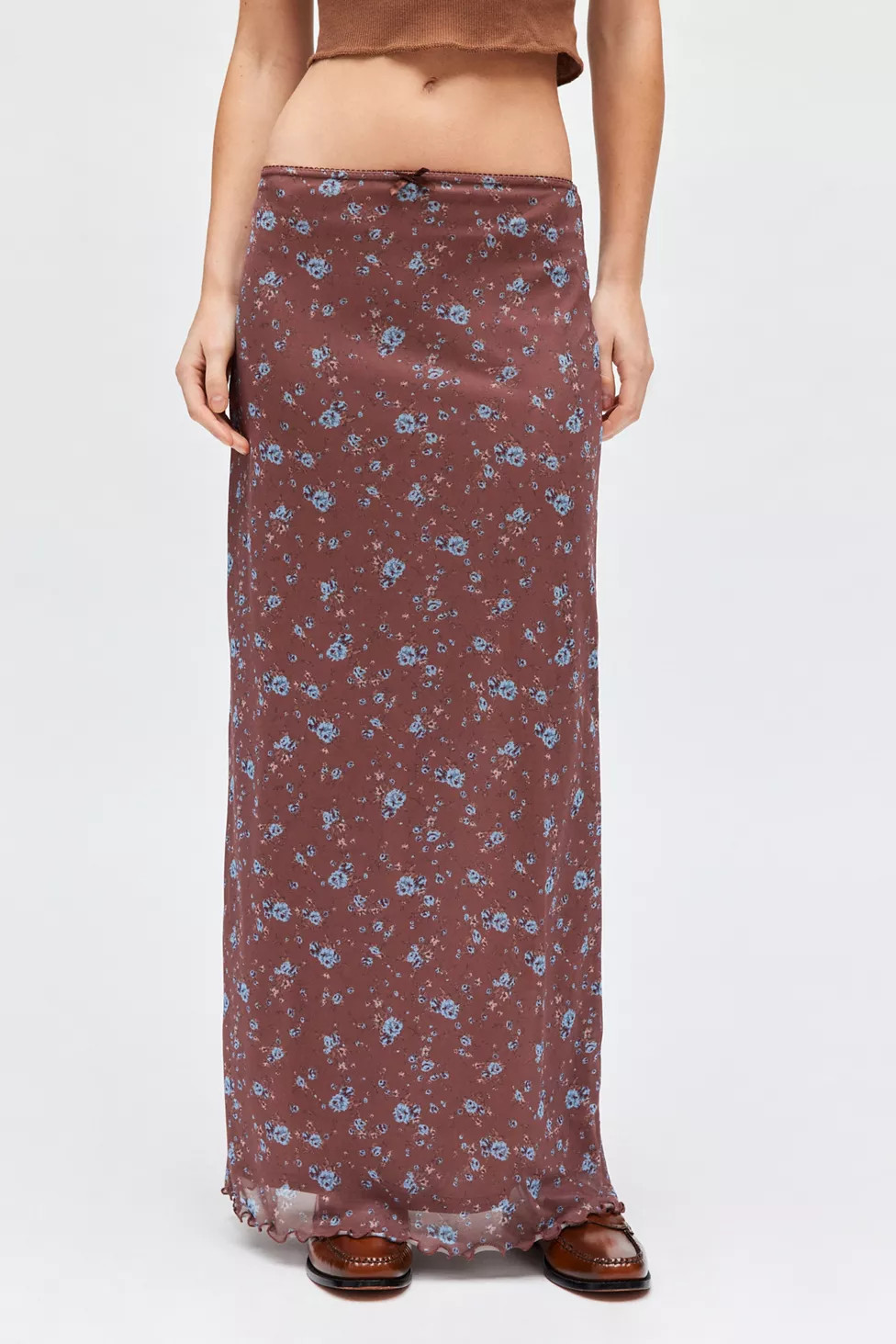 UO Floral Mesh Low Rise Column Maxi Skirt | Urban Outfitters (US and RoW)