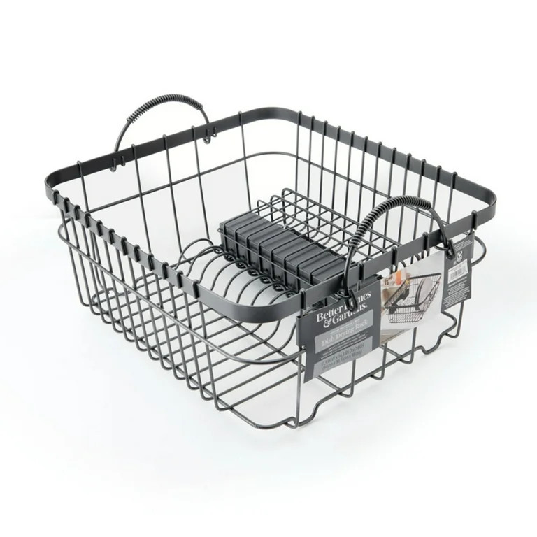 BHG Metal Dish Rack with Caddy Antique Gray | Walmart (US)