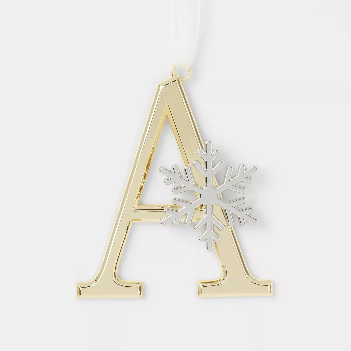 Metal Monogram Letter with Snowflake Christmas Tree Ornament Gold - Wondershop™ | Target