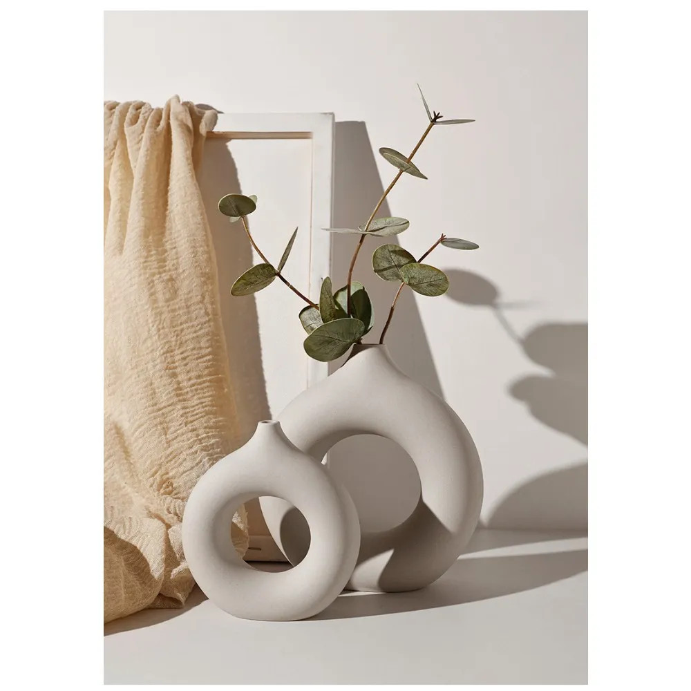 White Ceramic Vases Set 2,Round Vase For Modern Home Decor, Boho Ceramic Vases For Farmhouse Livi... | Temu Affiliate Program