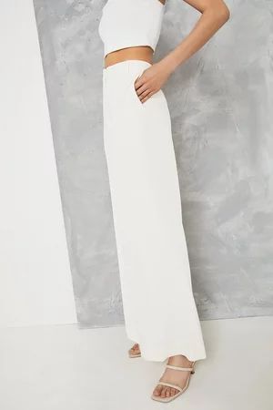 Premium Fluid Crepe Wide Leg Trouser | Warehouse UK & IE