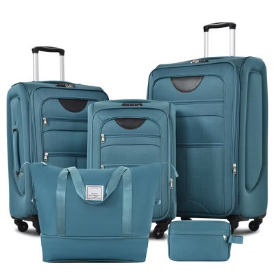 KTMBDW Luggage Sets 5 Piece Softside Expandable Lightweight Durable Suitcase Sets Double Spinner Wheels Green (20in/24in/28in) | Target