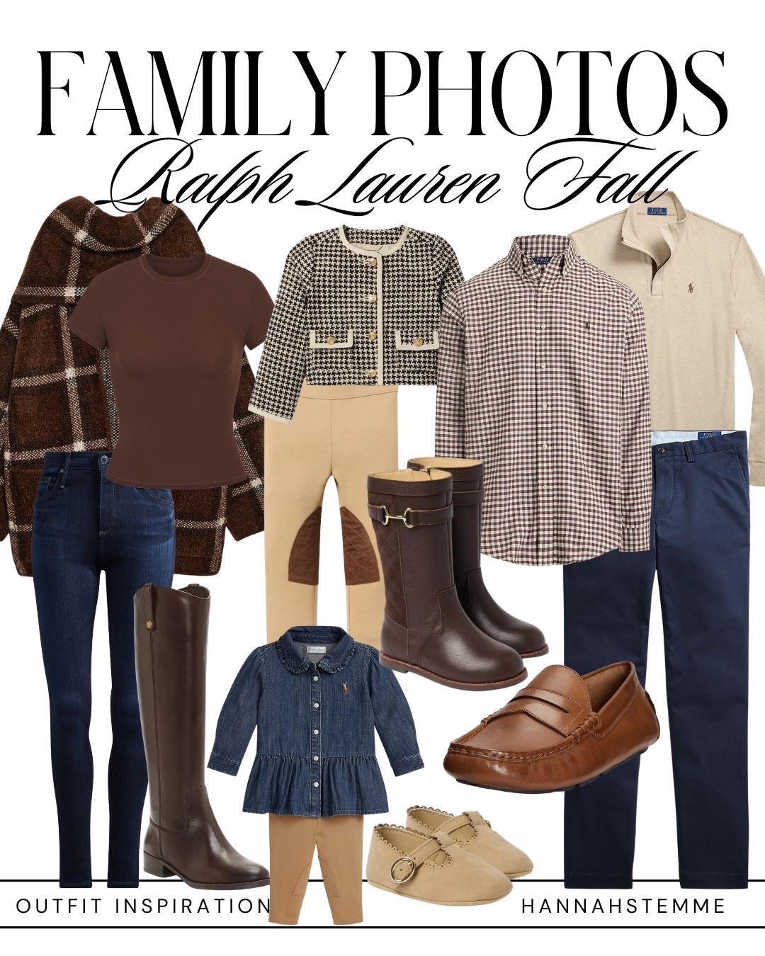 🍂 Ralph Lauren Fall Family Photo Outfit Ideas 🍂
Cozy plaids, rich browns, and timeless classics — this fall family photo look is all about elevated comfort. Think soft knits, riding boots, and heritage prints for that signature Ralph Lauren aesthetic. Perfect for your upcoming fall photoshoot or Thanksgiving gatherings!

👨‍👩‍👧‍👦 Shop the look:
Mom – houndstooth jacket + jeans + tall boots
Dad – plaid button-down + chinos
Kids – denim top + riding boots + loafers

✨ Fall family photo outfit inspiration | Ralph Lauren fall style | Classic family outfits | Fall fashion inspo 2025

#FamilyPhotoOutfits #RalphLaurenStyle #FallFashionInspo #CozyChic #FallFamilyPhotos #FamilyStyle #MomStyle #FamilyPhotoIdeas #ClassicStyle #FallWardrobe 