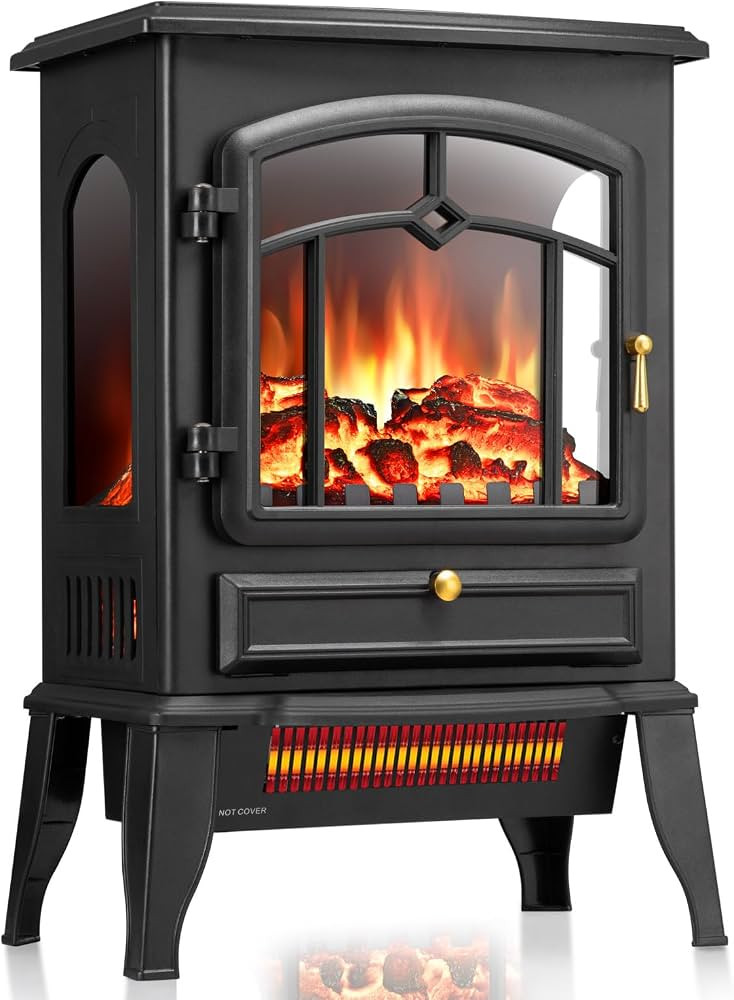 ZAFRO Electric Fireplace Stove, 5100 BTU Quick Heating Electric Fireplace Heater with Adjustable ... | Amazon (US)