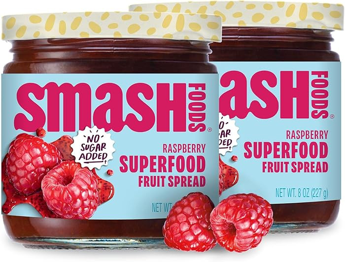 Smash Foods Raspberry Jam | Low-Calorie, No Sugar Added Keto Jam with Upcycled Fruit & Chia Seeds... | Amazon (US)